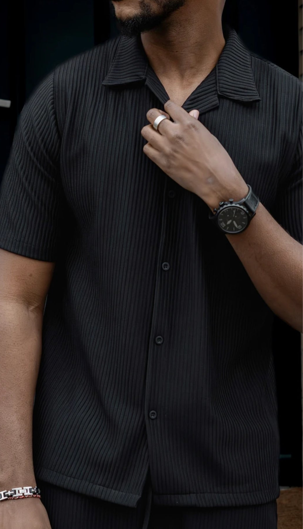 Ensemble texturé chemise & pantalon
